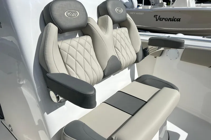 Slide: The Image of Luxury seating on 2026 Key West 260 Center Console boat, featuring elegant design and comfort. - 10