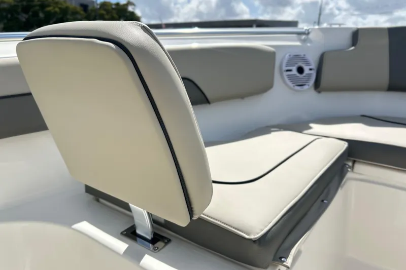 Slide: The Image of 2026 Key West 260 Center Console boat seating with speaker detail. - 5