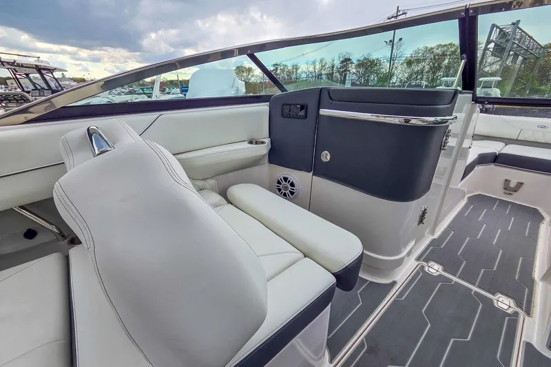 Slide: The Image of Luxurious interior of 2025 Regal LX4 boat with sleek seating and modern design. - 21