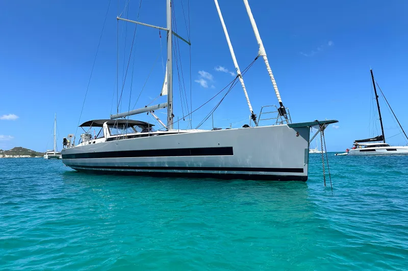 Slide: The Image of 2019 Beneteau Oceanis Yacht 62 sailing on turquoise waters under clear blue sky. - 7