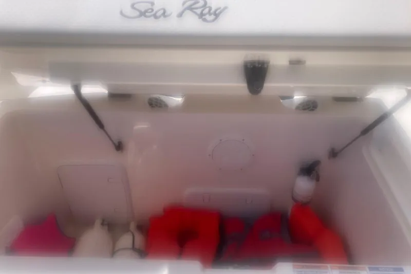 Slide: The Image of Steering wheel and dashboard of 2022 Sea Ray SPX 230 Outboard boat. - 16