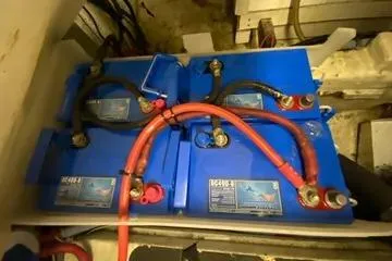 Slide: The Image of Blue marine batteries in a 1982 C @ L Sea Ranger boat. - 100