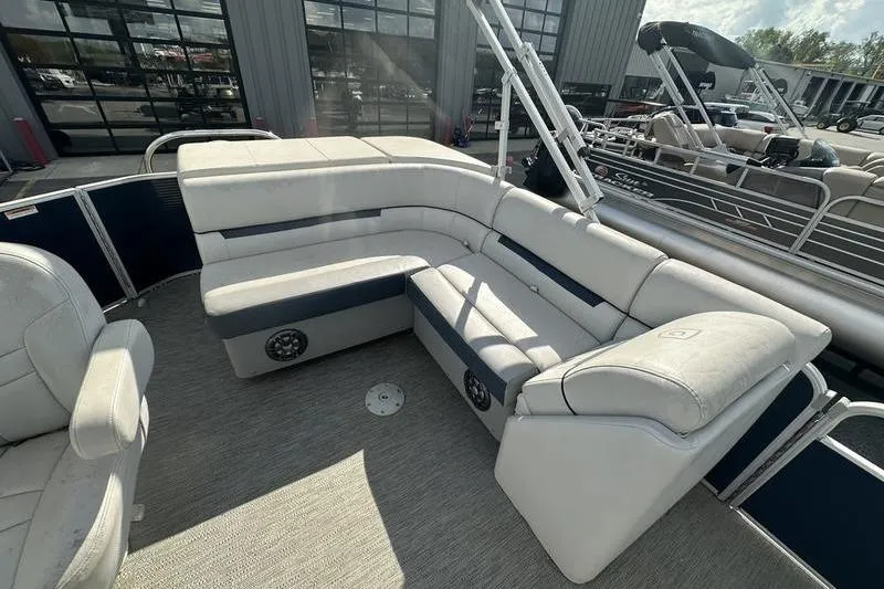 Slide: The Image of 2021 Godfrey Sweetwater 2186 C pontoon boat with spacious seating and modern design. - 10