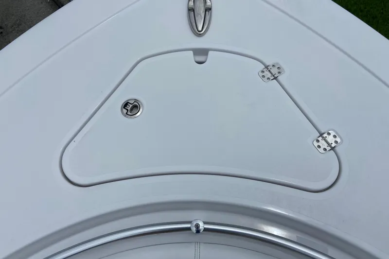 Slide: The Image of Bow storage compartment on 2026 Sportsman Open 302 Center Console boat. - 43