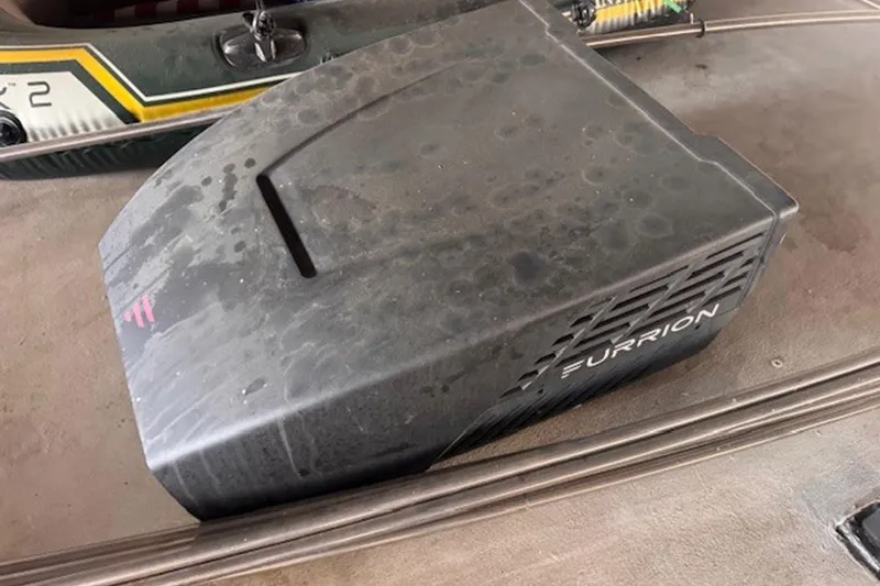 Slide: The Image of Dusty Furrion air conditioning unit on 1985 Three Buoys houseboat deck. - 21