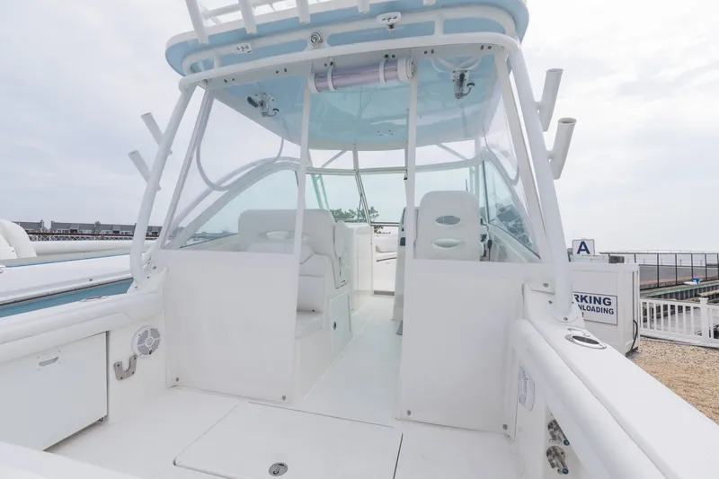 Slide: The Image of Interior view of a 2022 Albemarle 27 DC boat at the dock. - 13
