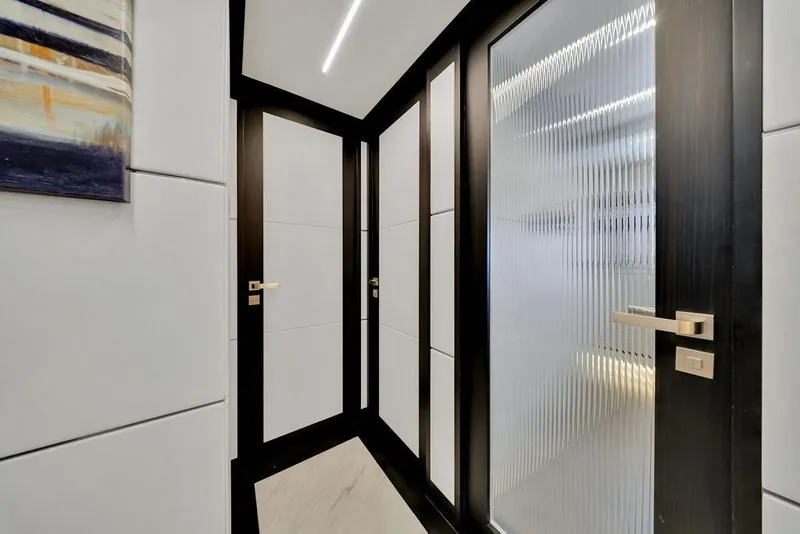 Slide: The Image of Modern interior of 2020 Hargrave C92 yacht with sleek doors and elegant design. - 115