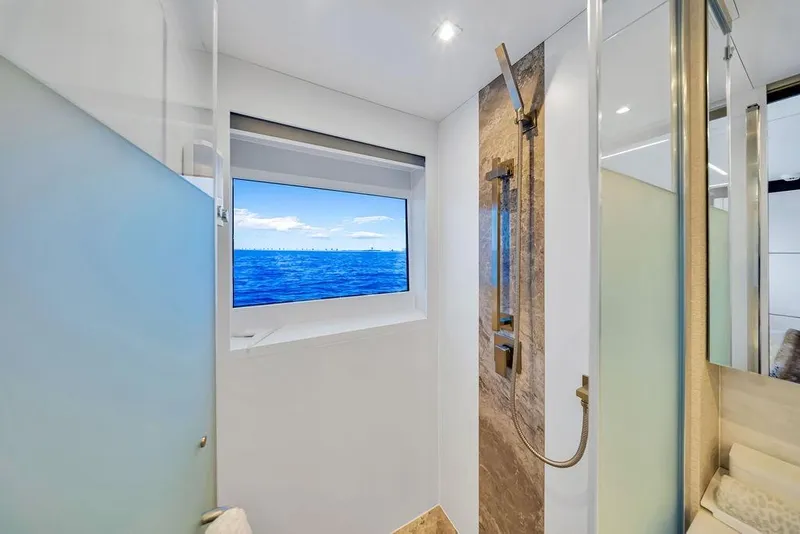 Slide: The Image of Luxurious bathroom with ocean view on 2020 Hargrave C92 yacht. - 132