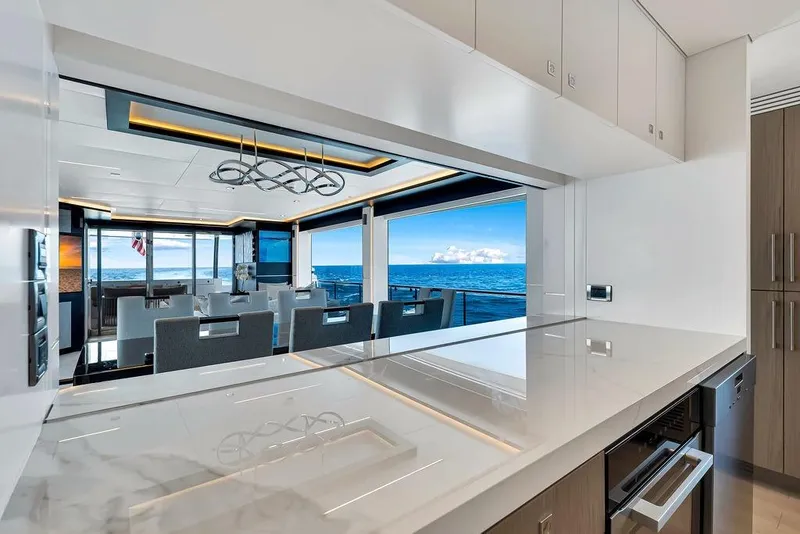 Slide: The Image of Luxurious interior of 2020 Hargrave C92 yacht with ocean view and modern design. - 72