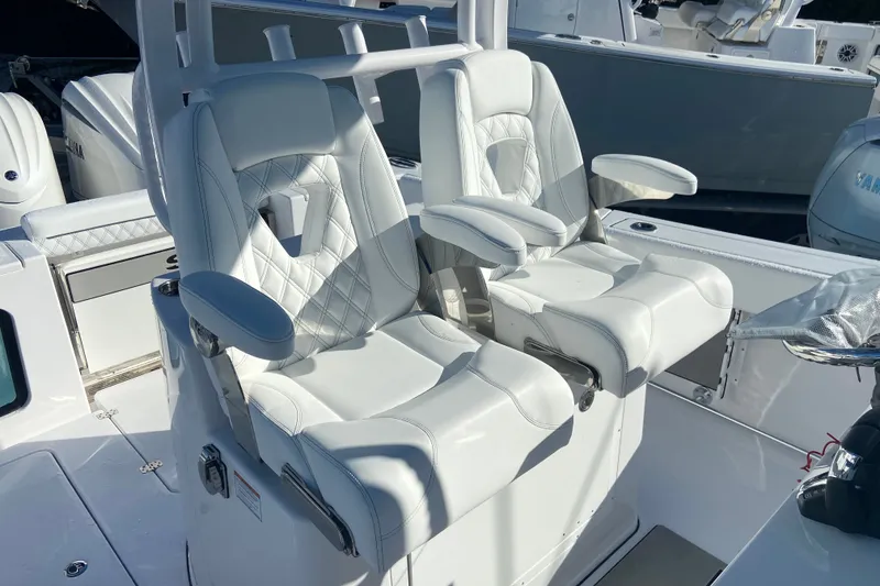 Slide: The Image of Luxurious seating on 2026 Sportsman Open 282 Center Console boat. - 10
