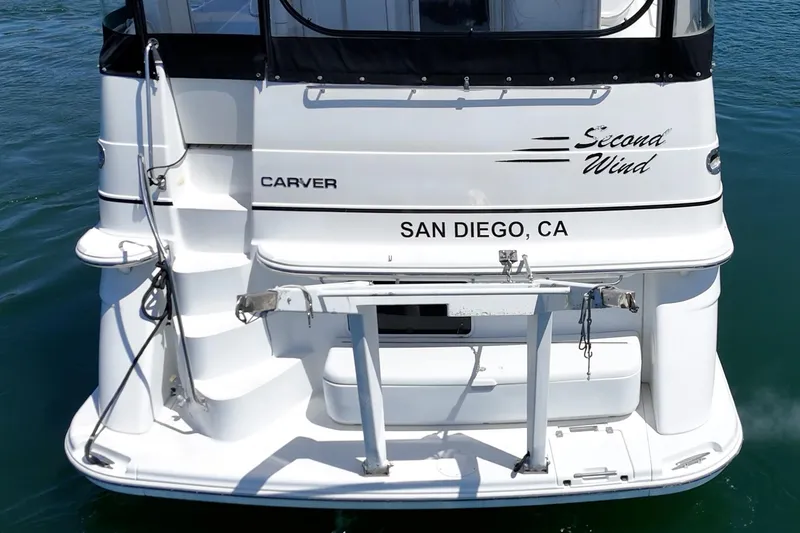 Slide: The Image of 2002 Carver 396 Motor Yacht named "Second Wind" docked in San Diego, CA. - 10