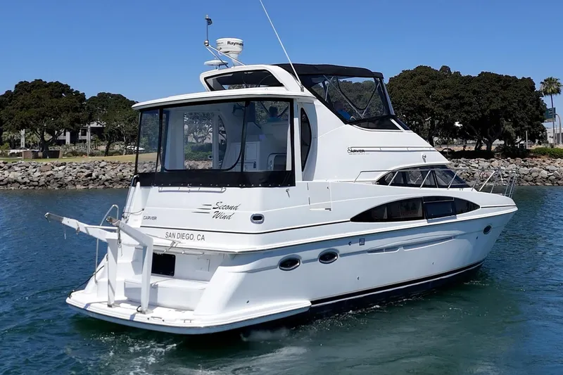 Slide: The Image of 2002 Carver 396 Motor Yacht cruising in San Diego waters. - 6
