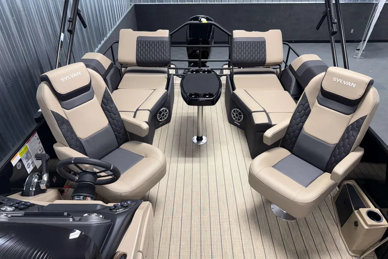 Slide: The Image of 2026 Sylvan L1 LZ boat interior with luxurious seating and modern design. - 17