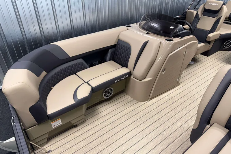 Slide: The Image of Luxurious 2026 Sylvan L1 LZ boat interior with plush seating and modern design. - 20