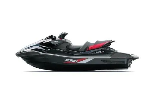 Slide: The Image of 2026 Kawasaki ULTRA 160 LX-S jet ski, sleek black design with red accents. - 7