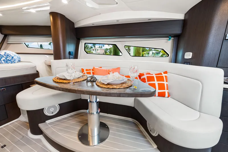 Slide: The Image of Luxurious interior of 2019 Intrepid 410 Evolution yacht with elegant dining area. - 53