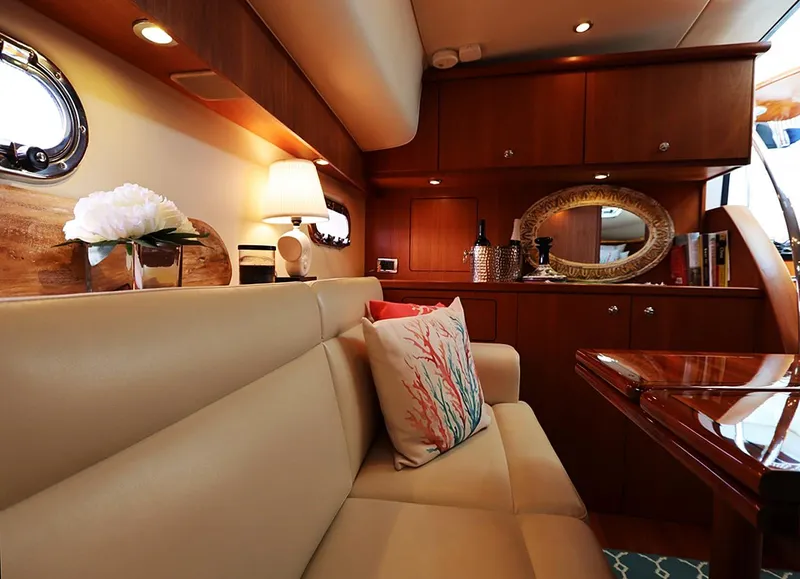 Slide: The Image of Luxurious interior of 2009 Tiara Yachts 4300 Sovran with elegant seating and decor. - 8