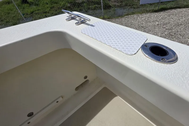 Slide: The Image of 2018 Rosborough 22 Cape Breton boat deck with cleat and rod holder. - 28