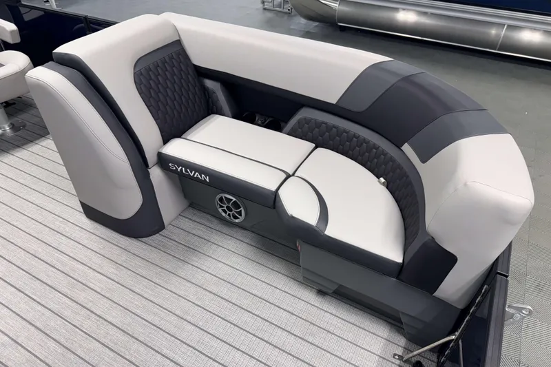 Slide: The Image of Luxurious seating on 2026 Sylvan L1 LZ pontoon boat, featuring modern design and premium materials. - 17