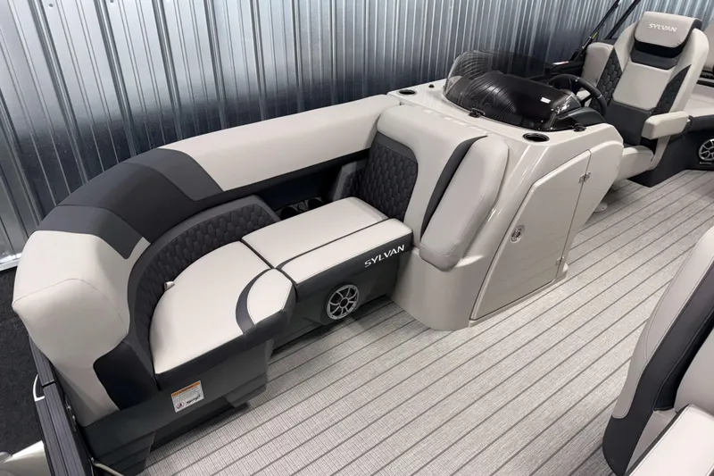 Slide: The Image of 2026 Sylvan L1 LZ boat interior with luxurious seating and modern design. - 18