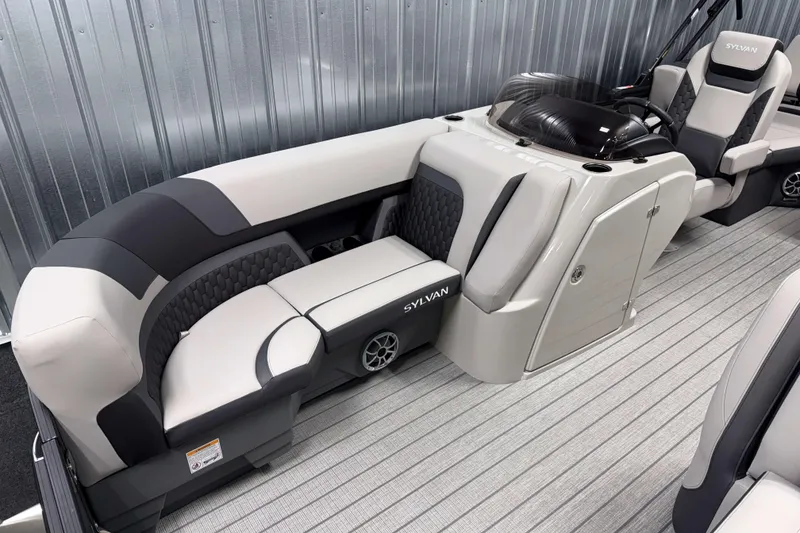 Slide: The Image of Luxurious interior of 2026 Sylvan L1 LZ boat with plush seating and modern design. - 21