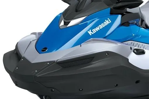 Slide: The Image of 2026 Kawasaki Jetski STX 160X, blue and gray design, close-up view. - 4