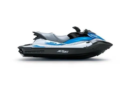 Slide: The Image of 2026 Kawasaki Jetski STX 160X in blue and white, side view. - 7