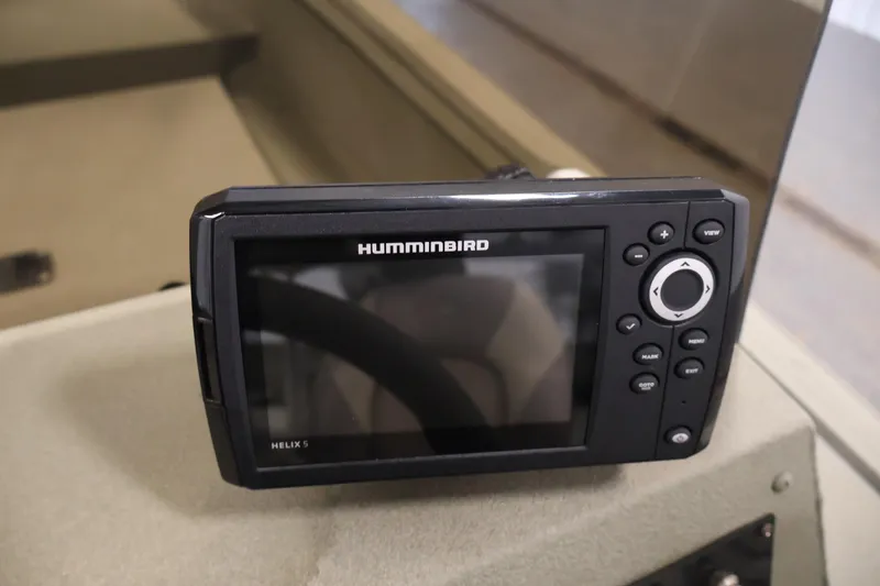 Slide: The Image of Humminbird Helix 5 fish finder on 2021 Polar Kraft Sportsman 1760 SE boat dashboard. - 26