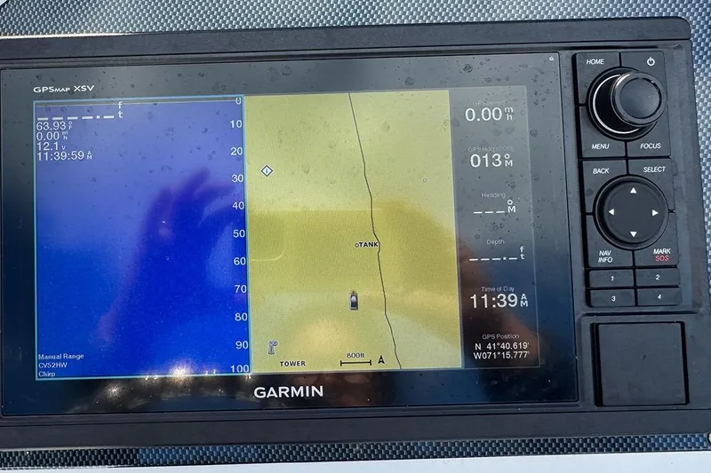 Slide: The Image of Garmin GPS display on 2020 AB Inflatables Oceanus 21 VST boat, showing navigation data. - 21