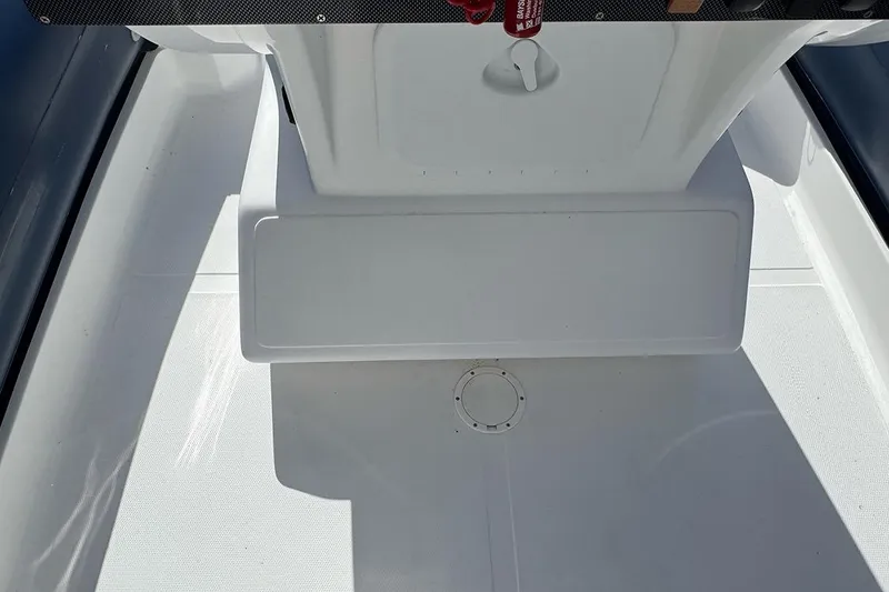Slide: The Image of 2020 AB Inflatables Oceanus 21 VST boat interior, featuring a sleek white deck design. - 23
