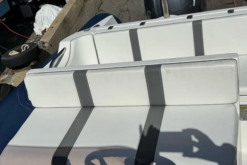 Slide: The Image of 2020 AB Inflatables Oceanus 21 VST boat seating with white and gray upholstery. - 30
