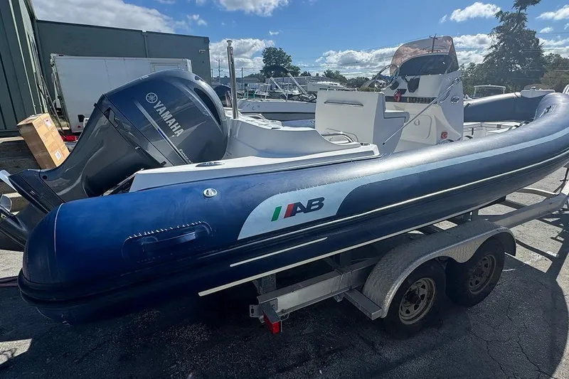 Slide: The Image of 2020 AB Inflatables Oceanus 21 VST boat with Yamaha engine on trailer. - 8