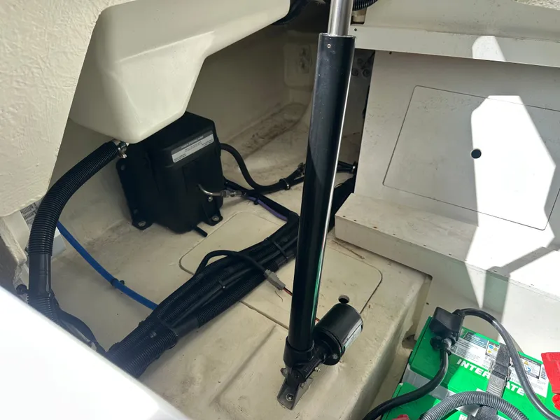 Slide: The Image of Interior of 2023 Sea Ray SLX 310 Outboard showing technical components. - 29