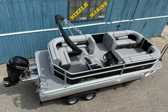 Slide: The Image of 2026 Sun Tracker Party Barge 20 DLX pontoon boat at Sizzle Marine, Ohio. - 5