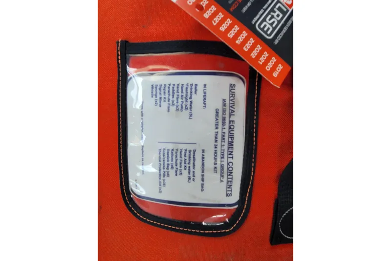 Slide: The Image of Survival equipment list on Beneteau Oceanis 45, 2015 model, in protective pouch. - 49