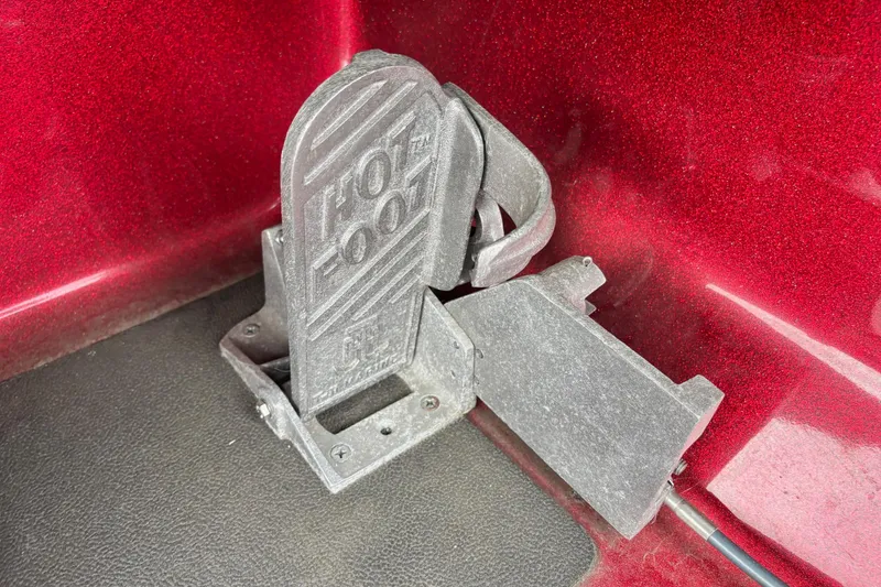 Slide: The Image of Hot Foot throttle pedal in a 2016 Skeeter ZX200 boat, against a red background. - 9