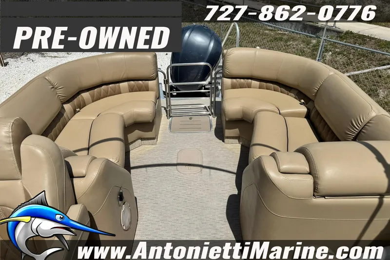 Slide: The Image of Pre-owned 2016 Bennington 2550 RS pontoon boat with tan seating, available at Antonietti Marine. - 18