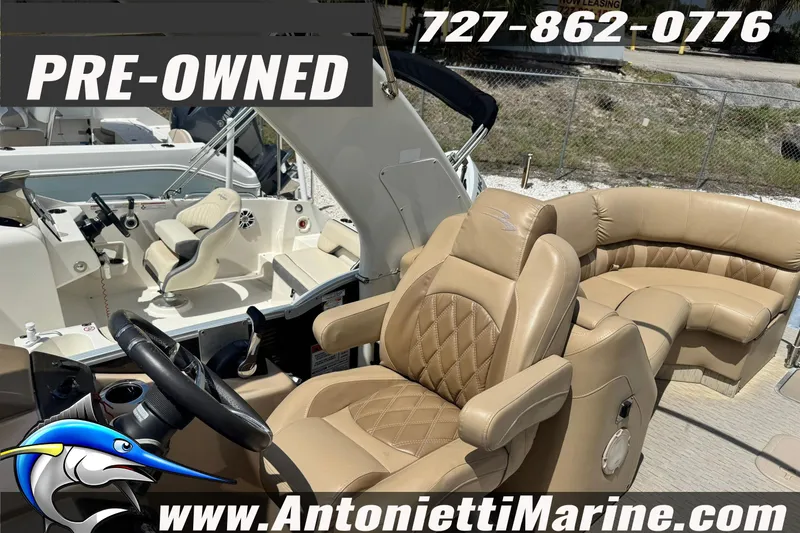 Slide: The Image of Pre-owned 2016 Bennington 2550 RS boat with luxurious tan seating, available at Antonietti Marine. - 23