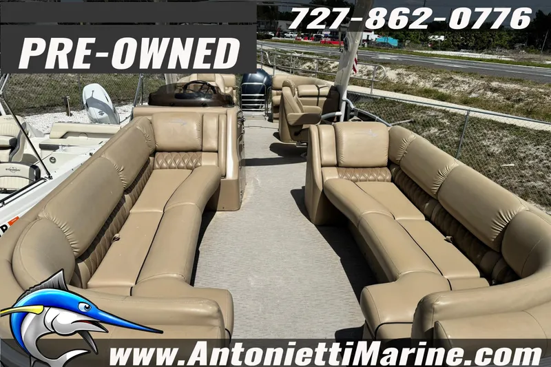 Slide: The Image of Pre-owned 2016 Bennington 2550 RS pontoon boat with tan seating, available at Antonietti Marine. - 7