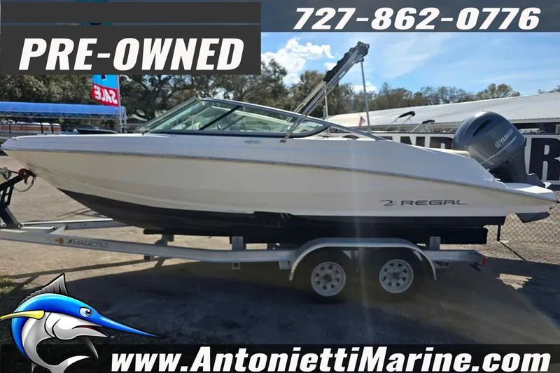 Slide: The Image of Pre-owned 2020 Regal 21 OBX boat on trailer at Antonietti Marine. - 1