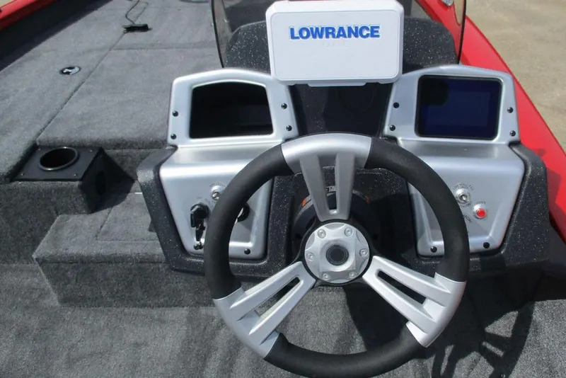 Slide: The Image of Steering console of 2026 Tracker Pro Team 175 boat with Lowrance electronics. - 4