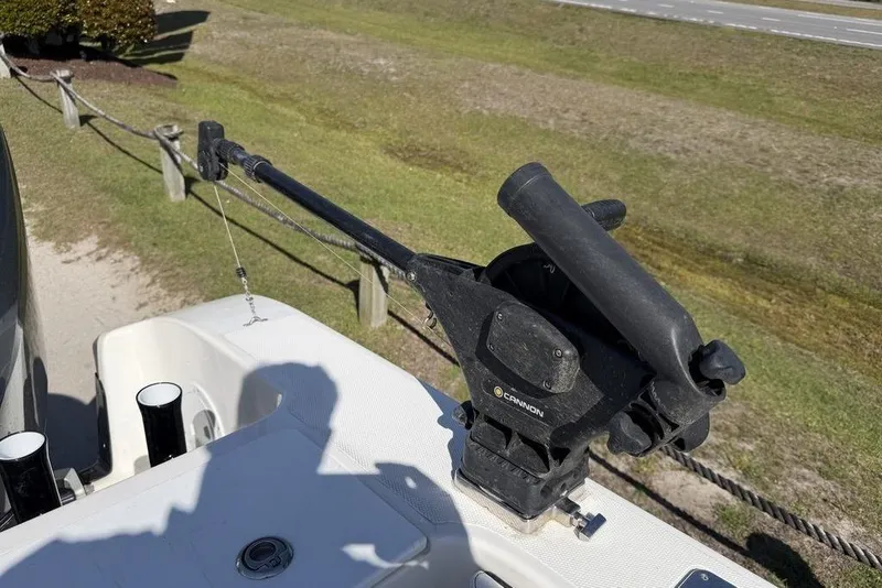 Slide: The Image of Fishing rod holder on a 2004 Fountain Bluewater 34 CC boat deck. - 60