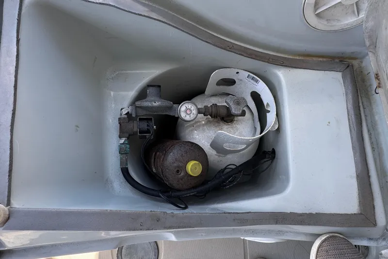 Slide: The Image of Propane tank storage compartment on a 1989 Ericson Sloop sailboat. - 10
