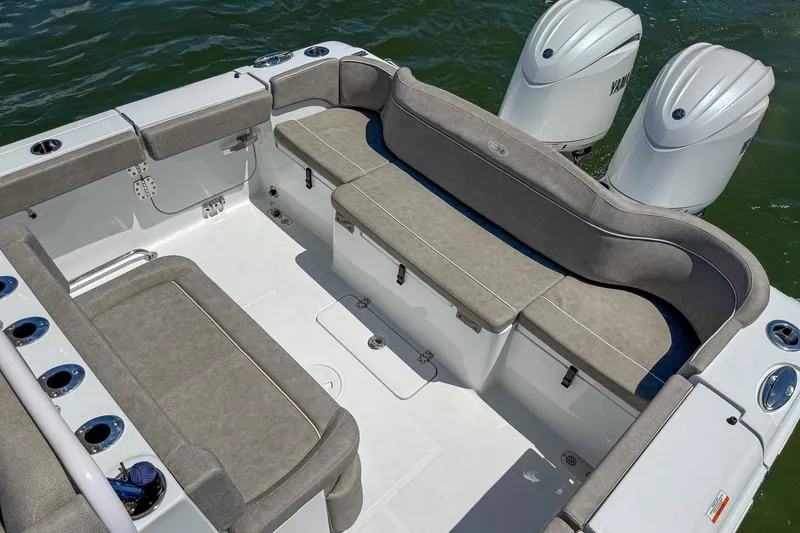 Slide: The Image of Spacious seating area on 2025 Sea Hunt Ultra 275 SE boat with dual engines. - 8