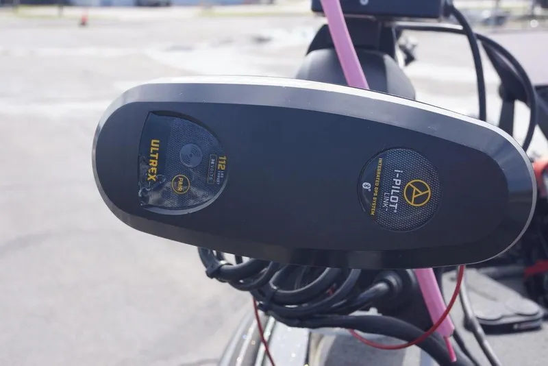 Slide: The Image of Close-up of a 2022 Skeeter ZX225 trolling motor with i-Pilot Link GPS system. - 3