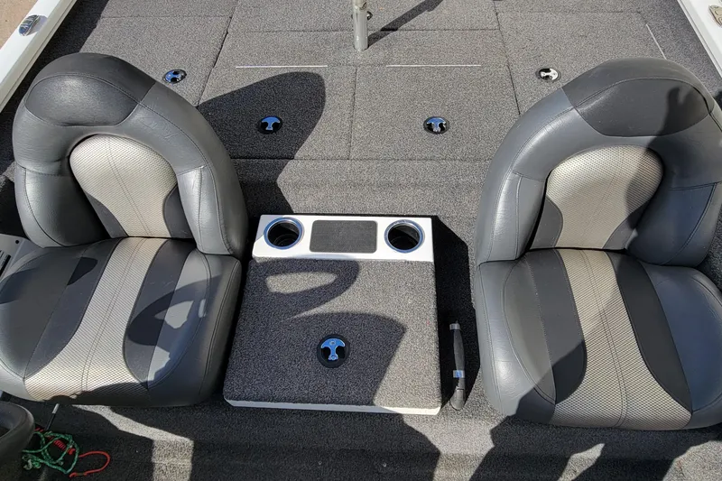 Slide: The Image of 2019 Vexus AVX1980 boat interior with gray seating and carpeted deck. - 14