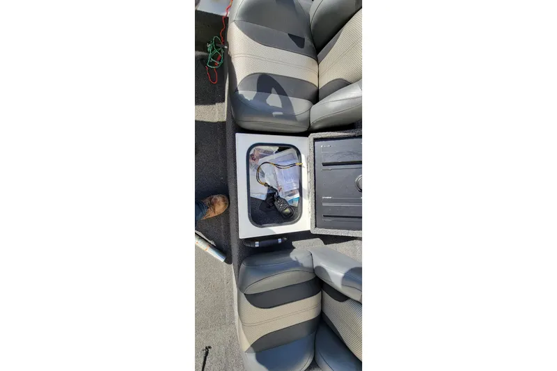 Slide: The Image of 2019 Vexus AVX1980 boat interior with two seats and cup holders. - 15