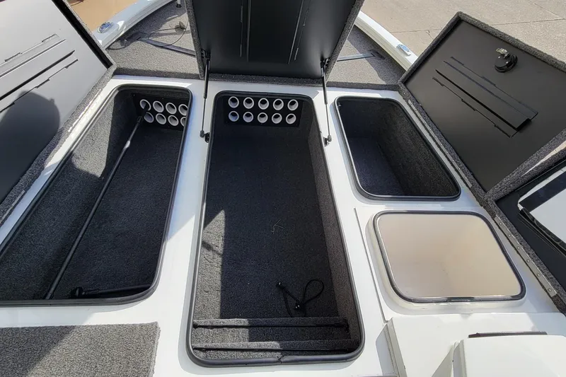 Slide: The Image of 2019 Vexus AVX1980 boat interior with dual seats and steering console. - 25