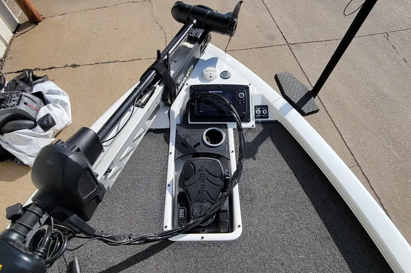 Slide: The Image of 2019 Vexus AVX1980 boat storage compartments with open lids and organized interior. - 26