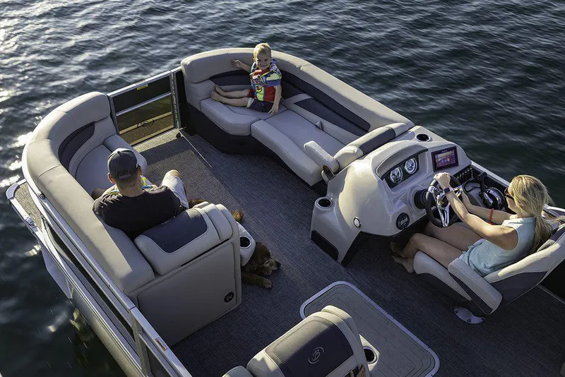 Slide: The Image of Manufacturer Provided Image: 2022 Barletta Cabrio 22CC pontoon boat with passengers on a lake. - 17